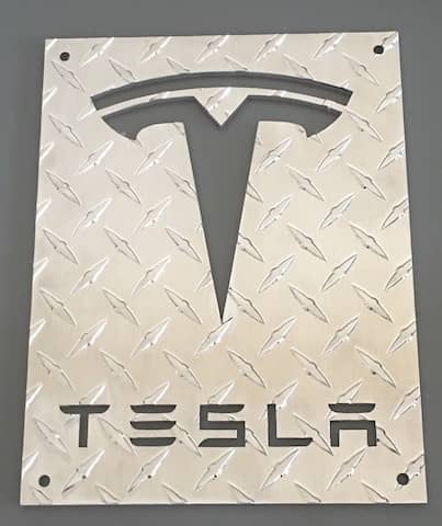 Awesome Diamond Plate Tesla Sign Made For One Of Our Customers
